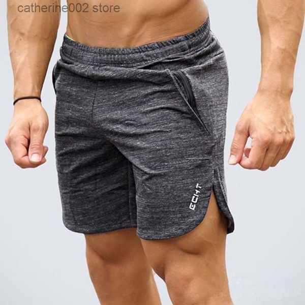 Shorts masculinos Shorts de musculação para treino de fitness 3 costura inferior de algodão moda masculina casual calças curtas roupas de marca MMA muay thai T230602