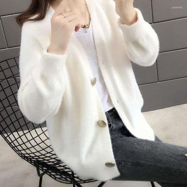 Frauen Strick Blusen Strickjacke Locker sitzende 2023 Wild Bottons Lucyever Koreanische Pullover Frau Frauen Pullover Frühling Grundlegende Beflockung