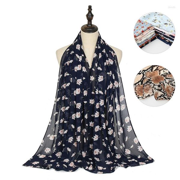 Schals Gedruckt Blumen Blase Chiffon Hijab Schal Frauen Muslimischen Langen Schal Islamischen Turban Wrap Für Bandana Ramadan