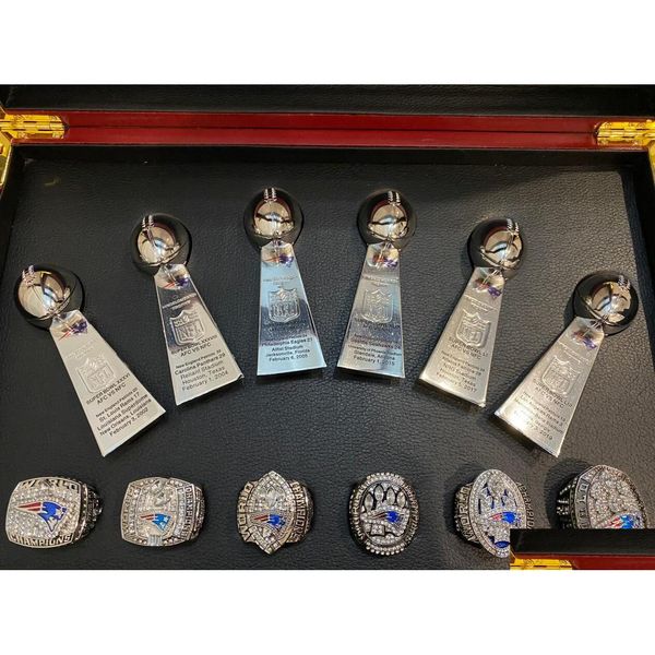 Solitaire Ring 6Pcs Nep Team Champions Championship Lombardi Trophy Souvenir Men Women Boy Fan Brithday Gift 2023 Hip Hop Jewelry Sp Dhufq