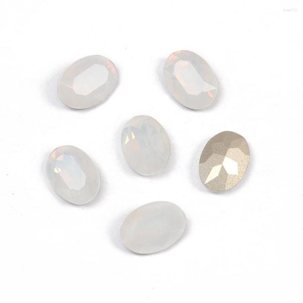 Nail Art Decorações Opal Branco Forma Oval K9 Fancy Cristal Pointback Charms Vidro Strass Para 3D DIY Acessórios