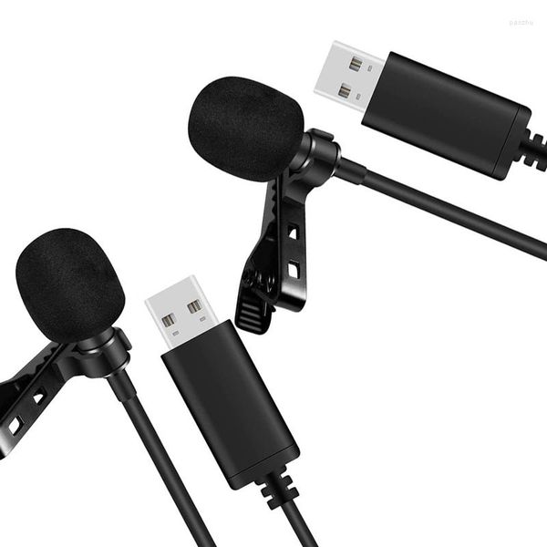 Microfoni 2X Microfono USB universale Lavalier Clip-On Computer Mic Plug And Play Omnidirezionale