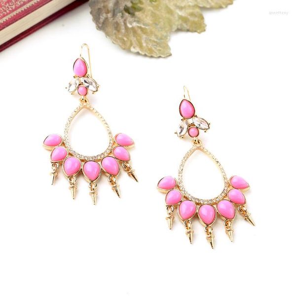 Brincos Pendurados Chegada Moda Charme Festa Feminina Bijoux Gota de Água Brinco Lustre Rosa 2023