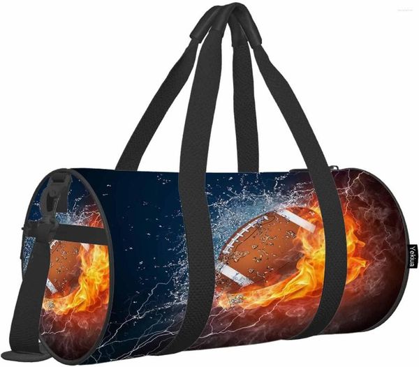 Duffel Bags Burning Football Travel Bag American Game Ball Fire и водный спорт