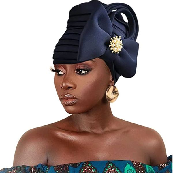 Multistrato Papillon Africano Headtie per le donne Diamond Turban Caps Nigerian Wedding Gele Musulmano Foulard Bonnet Female Head Wraps