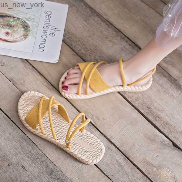 Damen Sandalen 2021new Fairy Style Flat Online Influencer Fashion Super Hot All-Matching Sommer Hausschuhe Gothic Kawaii Schuhe L230518