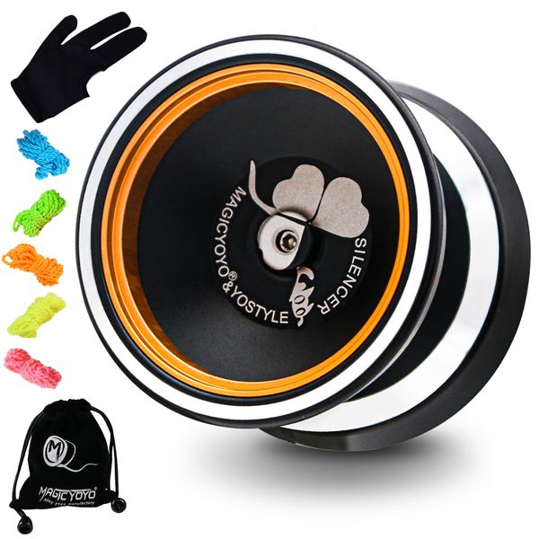 Yoyo Magicyoyoyo Profesyonel Yanıtsız Yoyo M001-B ALUSU ALUMINUM YO-YO-YO-YO GOLDE METAL RING 5 Dizeler Eldiven Çantası 230601