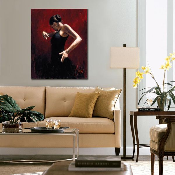 Arte em tela figurativa texturizada pintada à mão Dançarino de flamenco Romantismo de dança Pintura a óleo arte para quarto de berçário