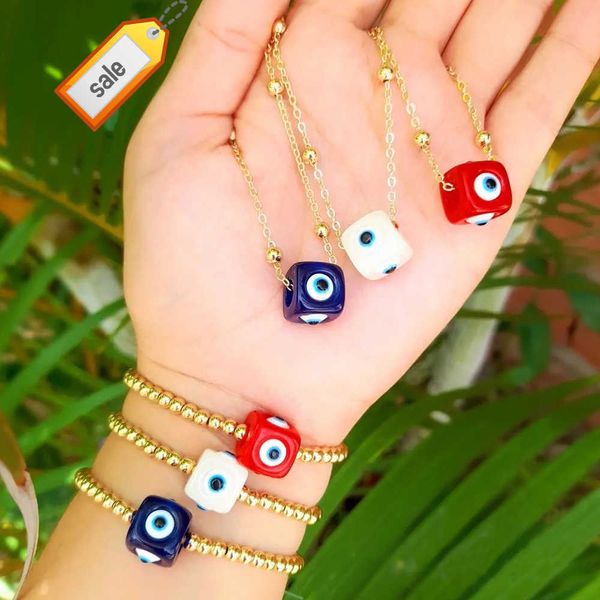 Go2boho Evil Eye 18 carati placcato oro braccialetto di perline filo elasticizzato gioielli da donna gioielli di moda di alta qualità regalo 2023 nuovo in