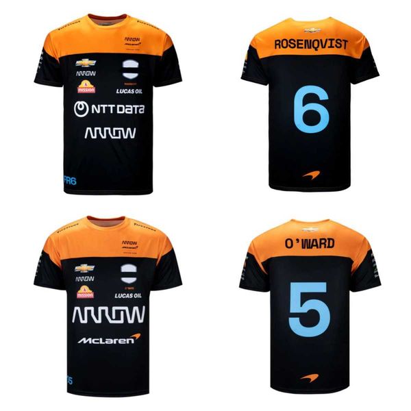 Mens Camisetas 2023 Verão Manga Curta F1 Racing Team Indy Car Felix Rosenqvist Jersey Pato Oward Uniforme Alexander Rossi Mclaren Fórmula 1 Terno