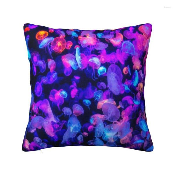 Travesseiro personalizado com muitas águas-vivas coloridas decoração de capa 3D impressão dupla face para sala de estar