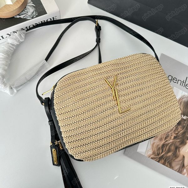 Damen-Designer-Quasten-Lou-Kameratasche, Strohtaschen, Raffia-Strand-Crossbody-Umhängetasche, Gras-Bauchtasche, Herren-Einkaufstasche, Geldbörsen, Geldbörse, 2306022BF