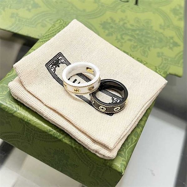 Novo colar de joias de designer 2023 antigo conjunto de torção de cerâmica preto e branco Phnom Penh anel de casal
