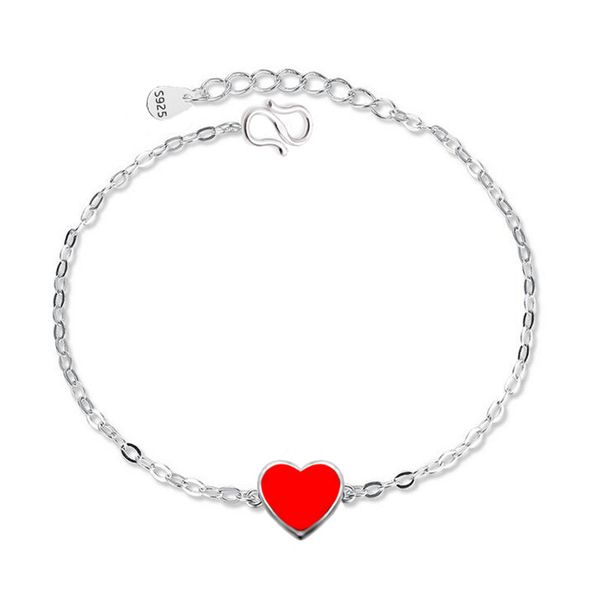 2023 Donne romantiche Bracciale cuore rosso Braccialetti a catena placcati argento per gli amanti Regalo di San Valentino Coppia Anniversario Gioielli