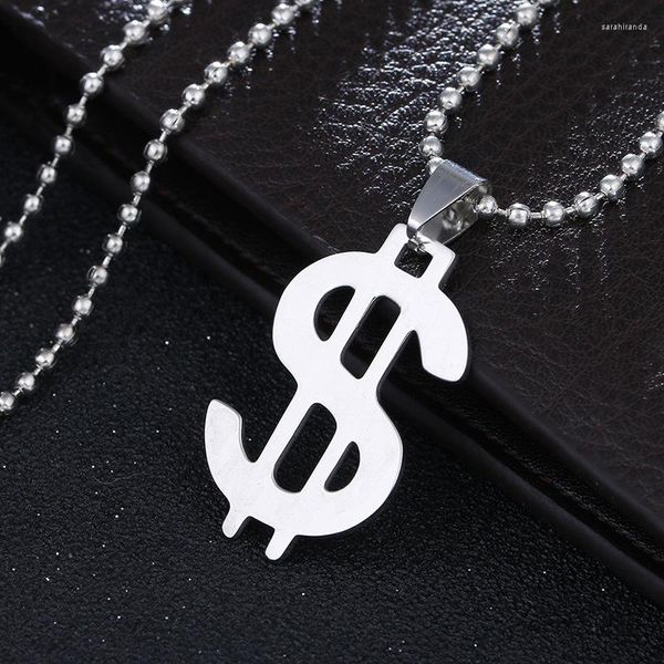 Collane con ciondolo Dollaro Collana Denaro Americano Segno degli Stati Uniti Simbolo Logo Argento Colore Moda Acciaio inossidabile Uomo Donna Gioielli