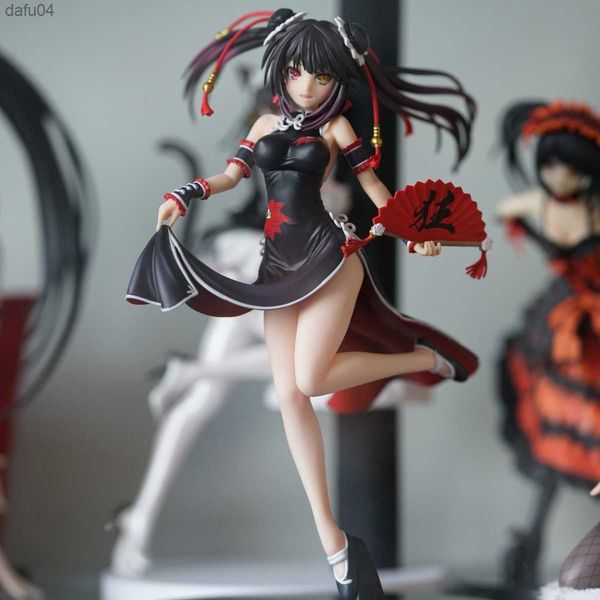 23CM Anime DATE A LIVE Tokisaki Kurumi Action Figure Schöne Cheongsam Tokisaki Kurumi Figur Sexy Mädchen PVC Modell Puppe L230522