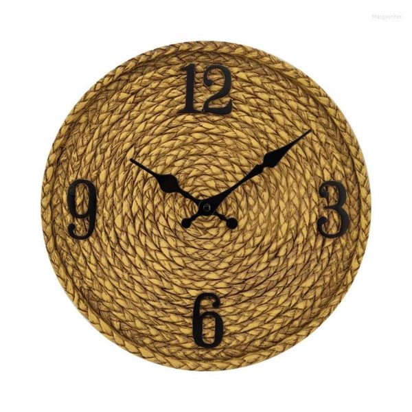 Wanduhren, 30,5 cm, rustikale Rattan-Uhr, Kunstharz-Uhren, für den Außenbereich, Garten, Hof, Dekoration