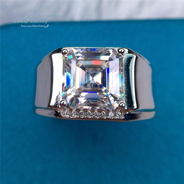 Cluster Anéis Inbeaut Classic 925 Prata 5,5 Ct 10 10mm Excelente Corte Passe Teste de Diamante D Cor Moissanite Anel de Casamento Para Homens Jóias Finas