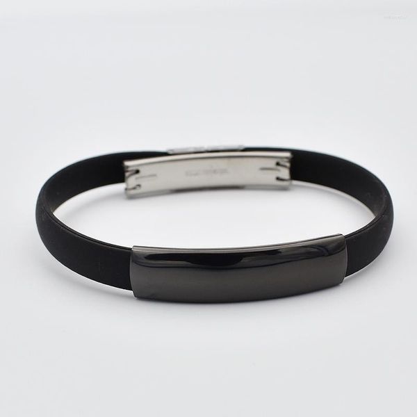 Braccialetti con ciondoli Gioielli vintage Cinturino in gomma nera Braccialetti da uomo in acciaio inossidabile in silicone per donna Pulseras Hombre