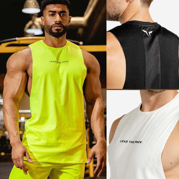 Erkek tişörtleri yeni marka vücut geliştirme serin floresan renk tank topu üst erkek spor salonları serpme fitness spor salonları gömlek kas antrenman tankı üst t230602