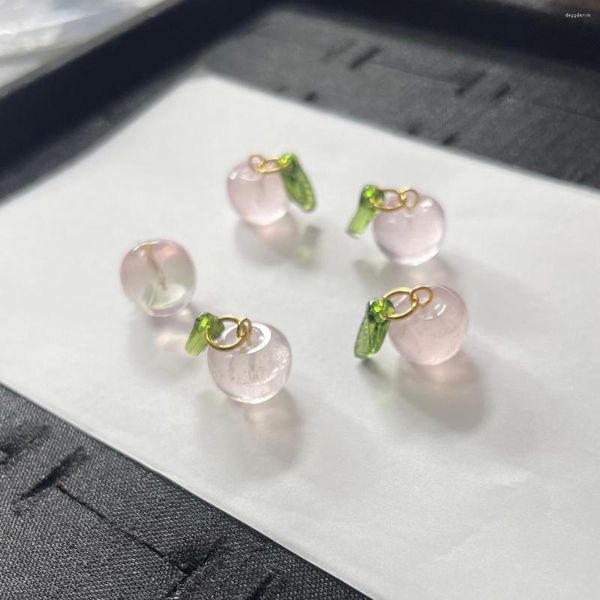 Anhänger Halsketten 10 stücke Natürliche Rosa Kristall Apfel Obst Charme Healing Edelstein DIY Halskette Zubehör Für Schmuck Machen Großhandel