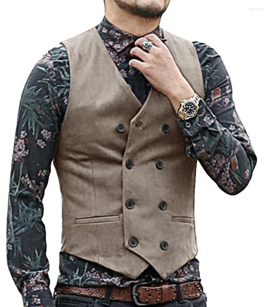 Gilet da uomo Camoscio Uomo con scollo a V Scamosciato Marrone Nero Gilet doppiopetto slim fit Casual Formale Business Groomman Per gilet