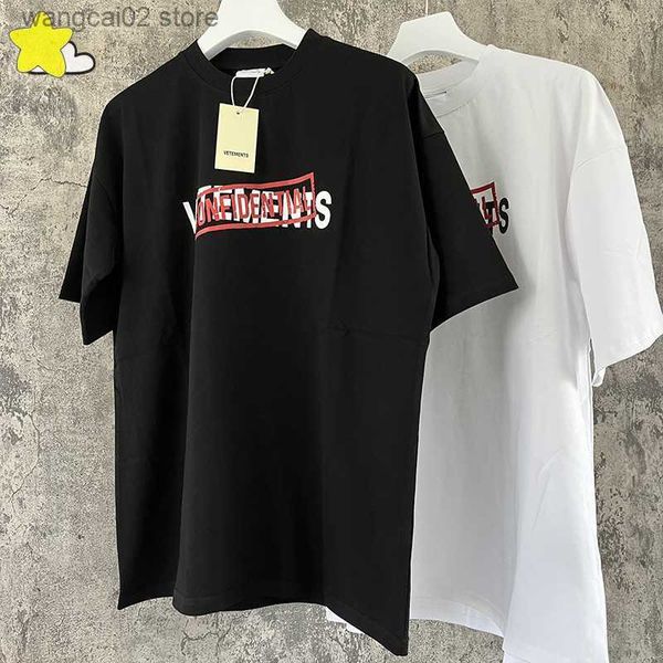 T-shirts voor heren Vetements T-shirts Heren Dames Oversized Casual Lente Summe Korte mouw Beste kwaliteit Vierkante print Borduurletter VTM Top Tees T230602