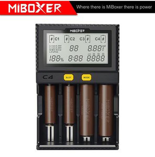 % 100 Orijinal Miboxer C4-12 Akıllı Evrensel Akıllı Pil Şarj Cihazı Lityum Piller 4 Yuvalar Li-ion Ni-Mh Ni-CD 18650 21700 20700 18350 için hızlı şarj