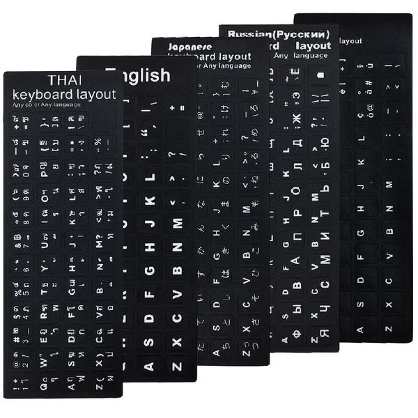 Deckt 100pcs/Los Spanisch Japaner koreanischer arabischer Fench Thai Italienisch Russische englische Keyboard -Aufkleber PC Laptop Computer Cover Film