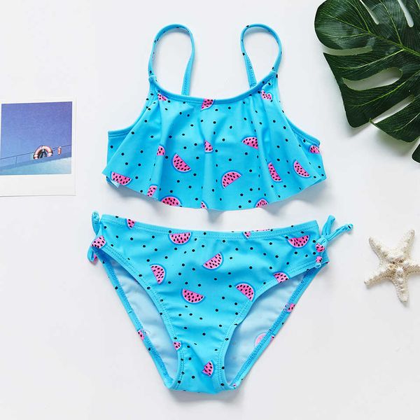 Çocuk Mayo 2-9 yaşındaki bebek iki parçalı bikini set pileli stil mayo çocuk plaj takım elbise p230602