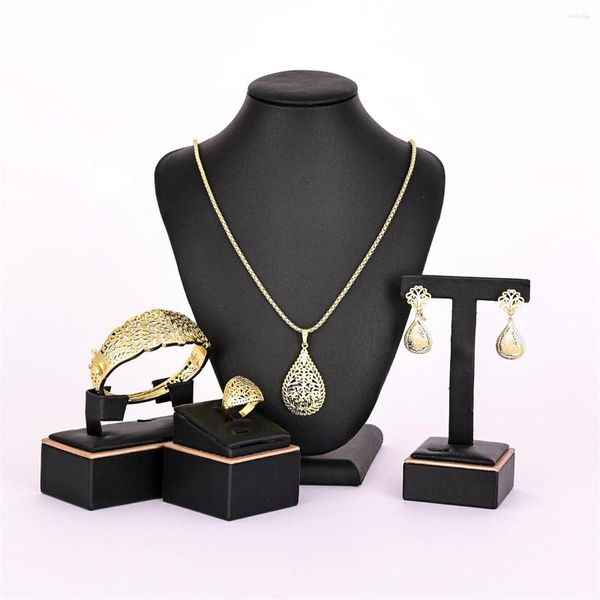 Colar Brincos Conjunto Luzada 2023 Agosto Moda Feminina Jóias Casamento Banhado a Metal Anéis Pulseiras