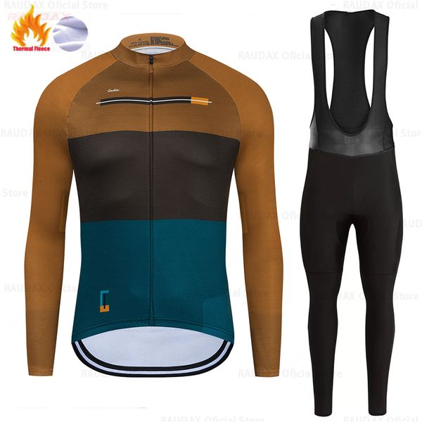 Radtrikot-Sets Raudax Zwölf Farben Winterbekleidung Thermo-Fleece-Set Fahrrad MTB Reiten Trägerhose Warm 230603