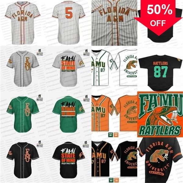 Xflsp GlaMit Mens Florida AM University FAMU Baseball Jersey Personalizzato Qualsiasi Nome Numero Cucito College Apparel Big Tall