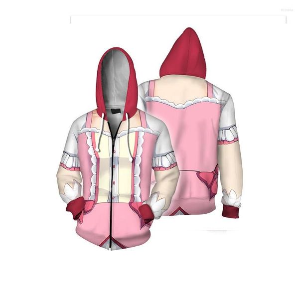 Herren Hoodies Anime Puella Magi Madoka Magica Mantel Reißverschluss Hoodie Kaname 3D-Druck Mode Pullover Kleidung Cosplay