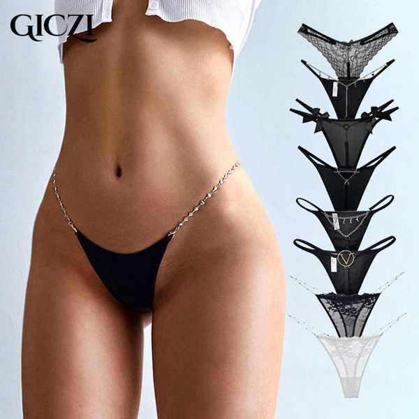 Бруки трусики giczi sexy thong Женские трусики Gstring ленты ленты бикини кружев