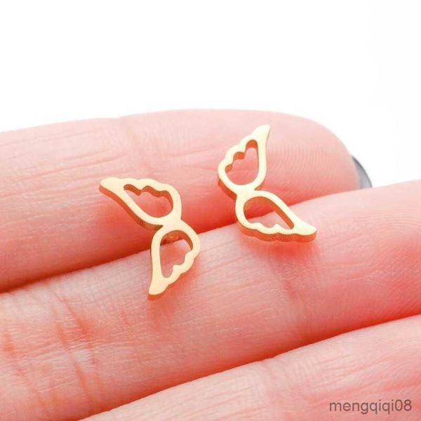 Charm Lucky Angel Wings Aço inoxidável Brincos de ouro para mulheres Mini animal orelha de borboleta Crianças Menina Jóias R230603