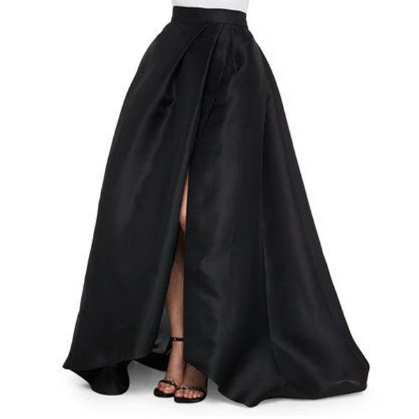 Abiti sexy gigre lunghe di raso nero nuovo design lato diviso chic gonne invisibile con cerniera invisibile lunghezza di moda donna maxi saia