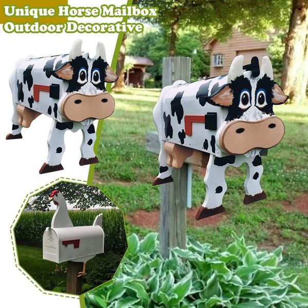 Decorazioni da giardino Cassetta postale unica per cavalli di mucca di pollo Cassetta postale fissata al muro in metallo Cassette postali per animali da fattoria resistenti alle intemperie Decorazione esterna Artigianato 230603