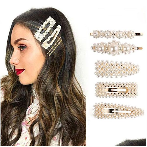 Grampos de cabelo presilhas femininas coreanas clipe de pérola presilha de pressão vara hairpin ferramenta de estilo acessórios para a cabeça para meninas drop delivery dh7ok