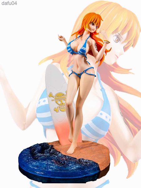 33cm Anime One Piece Nami Action Figure Moda Sexy Beach Surf Maiô Menina Pvc Modelo Coleção Estátua Boneca Presente Brinquedo Crianças L230522