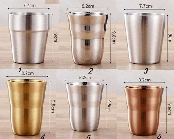 260 ml de aço inoxidável caneca de café chá copo acampamento viagem cerveja leite café expresso isolado garrafa térmica dupla canecas a vácuo copos infantis