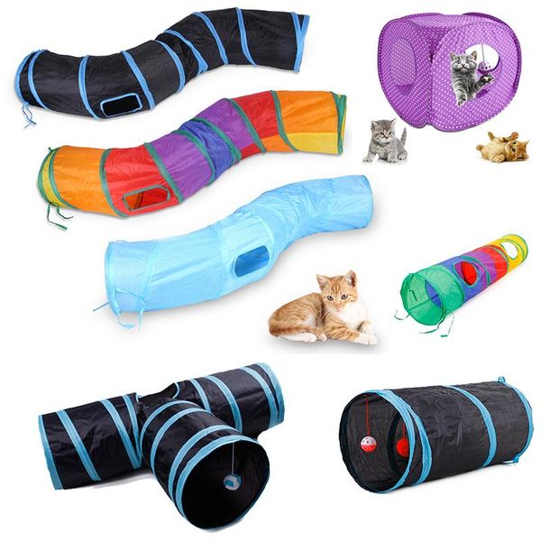 Brinquedos de brinquedos gatos túneis túneis dobráveis gatos gatos de gato treinamento de animais de estimação Túnel de brinquedo divertido interativo entediado para cachorro Kitten Rabbit Play Tunnel Tube
