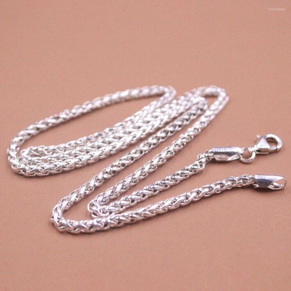 Catene Real 925 Sterling Silver 3mm Collana con catena a maglia di grano 23,6 