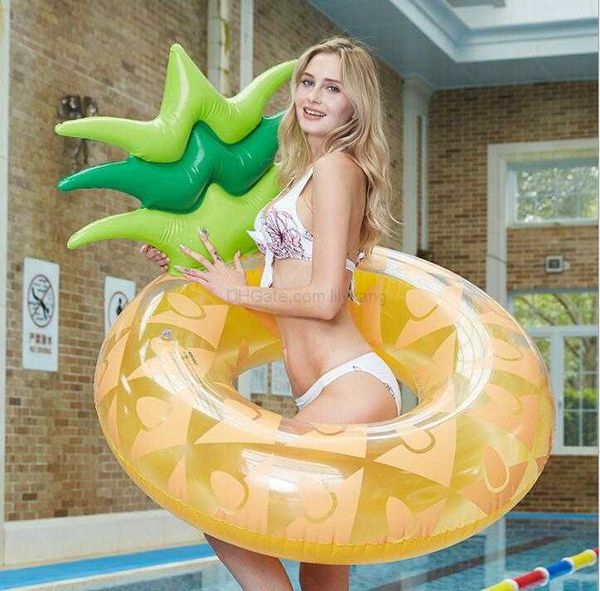 L'anello gonfiabile per nuotare all'ananas galleggia 120 cm di grandi dimensioni uomini adulti donne materasso sport acquatici galleggiante letto gonfiabile giocattolo da spiaggia per divertimento