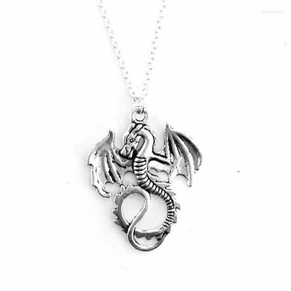 Anhänger-Halsketten, Drachen-Mecklace, mythische geflügelte Charm-Halskette, 45,7 cm lange Kette, Fantasy-Märchen-Schmuck