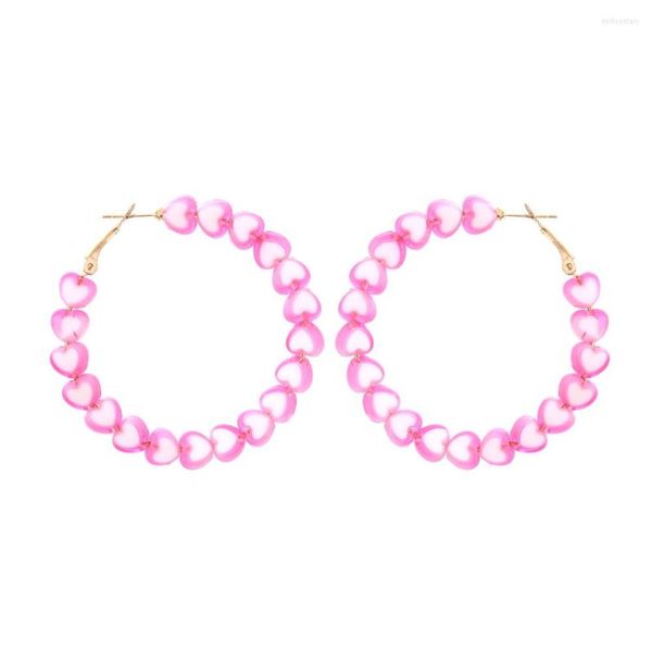 Brincos de argola Harajuku Sweet Pink Peach Love Heart 2023 Trend Jewelry For Women Girls Exagerate Cute Korean Party