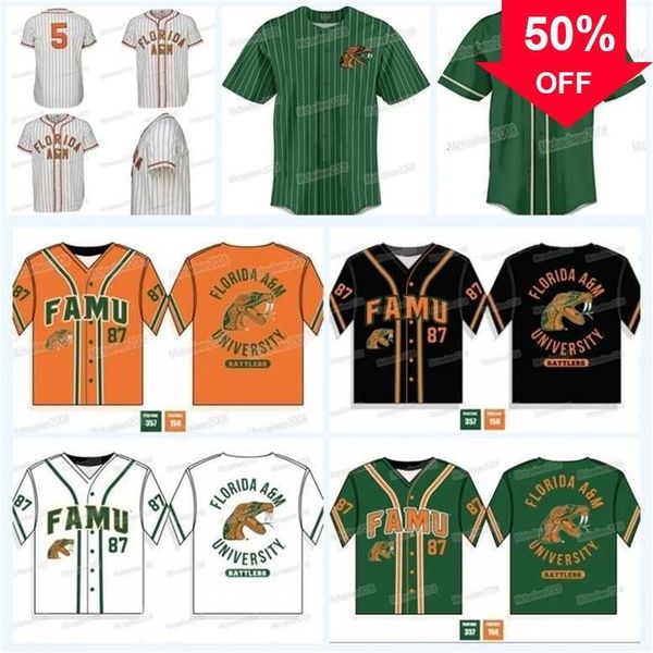 Xflsp GlaMitNess Florida AM University FAMU Baseball Jersey Rattlers and Lady Rattlers Custom Men Women Youth Baseball Jerseys Any Name and Number Double