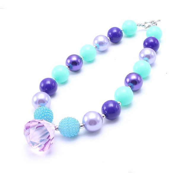 Collane di perline Blueaddpurple Color Design Kid Chunky Collana Fashion Bubblegum Beads Gioielli per bambini per bambine Drop Deli Dhcdi