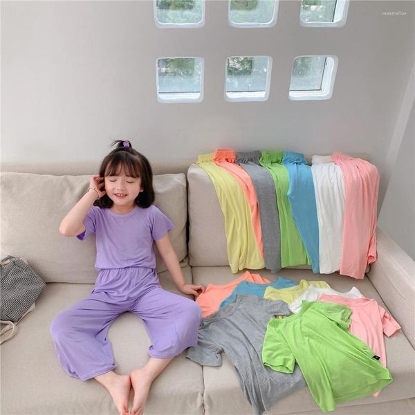 Completi di abbigliamento 2023 Summer Light Luxury Fashion Kids T-shirt da abito coreano Pantaloni casual Boutique in due pezzi Stile semplice