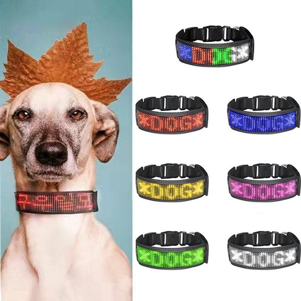 Kragen USB -Ladung LED Display Haustierhundkragen wasserdichte Bluetooth programmierbare Hundehalsbänder LED -Board einstellbares Hund Name Zeichen